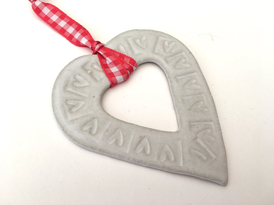 Hand made Loveheart hanger, ceramic lovehearts, gift idea, home decor, pottery