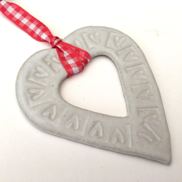 Hand made Loveheart hanger, ceramic lovehearts, gift idea, home decor, pottery