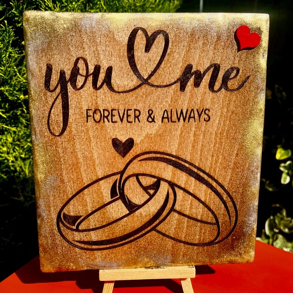 You and me forever and always bespoke handcrafted wooden plaque