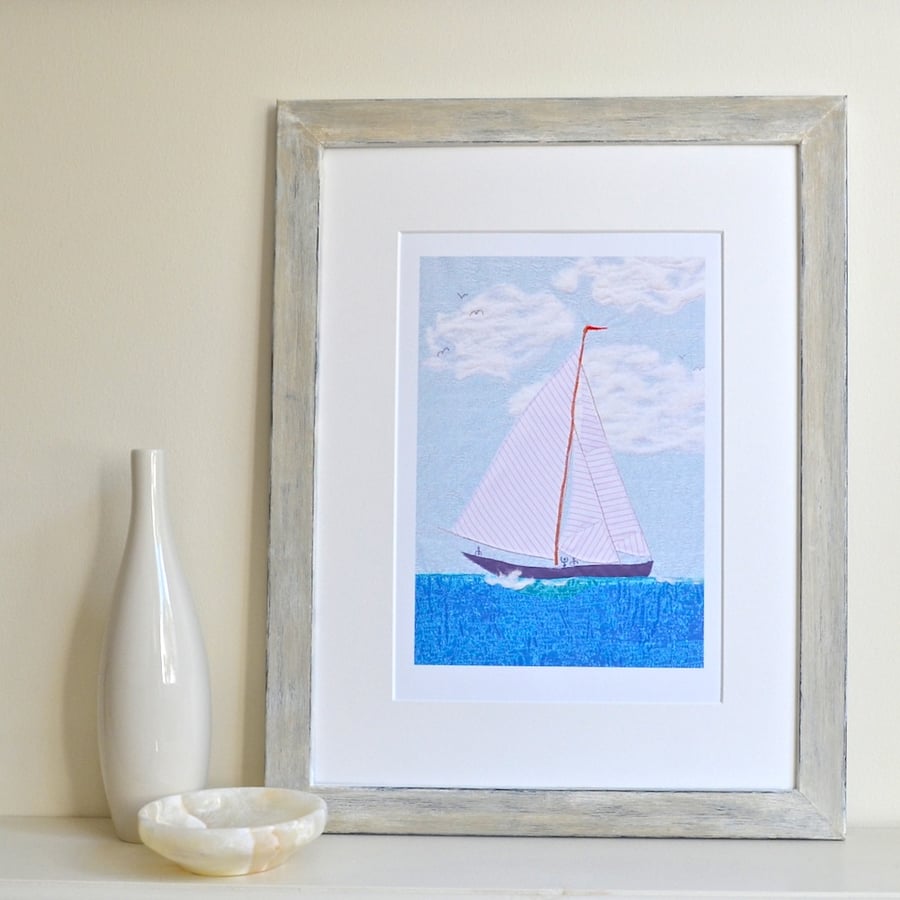 Sailing Boat personalised picture art print - bespoke customised giclee print