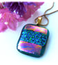 Dichroic Glass Pendant 277 Pink Emerald Handmade with gold plated chain - Image 1