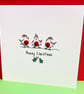 Christmas Robins Card - Cute robins with buttons - Paper Handmade Greeting Card 