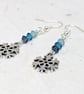 Snowflake earrings with blue Swarovski crystals, silver plated - Image 4