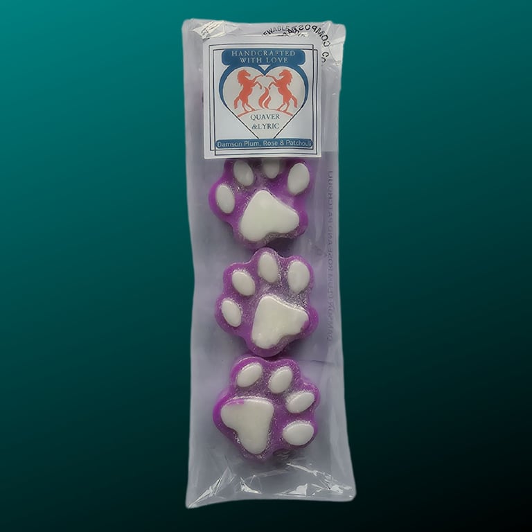 Scented Soy Wax Melt Paws Two Tone 4 Pack Damson Plum Rose and Patchouli Gift