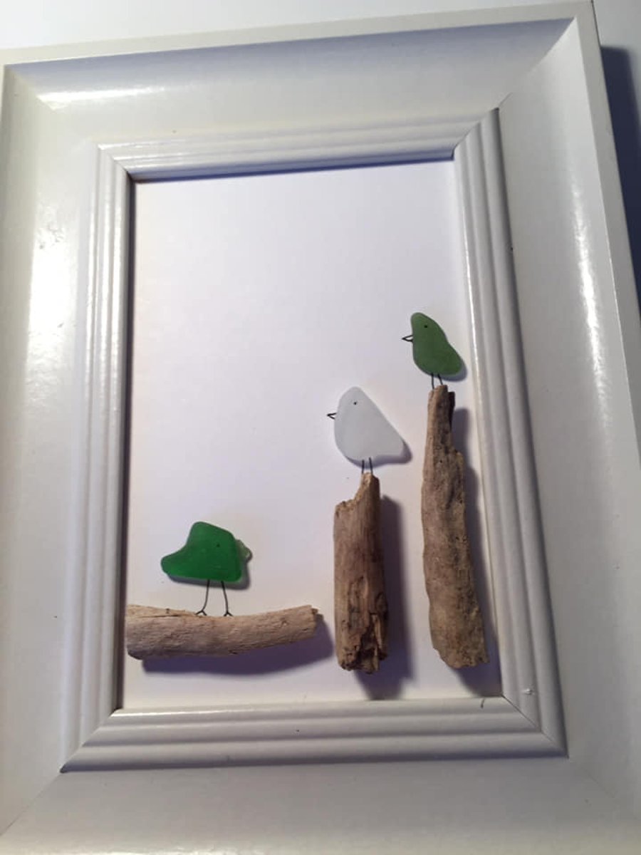 Seaglass and driftwood picture