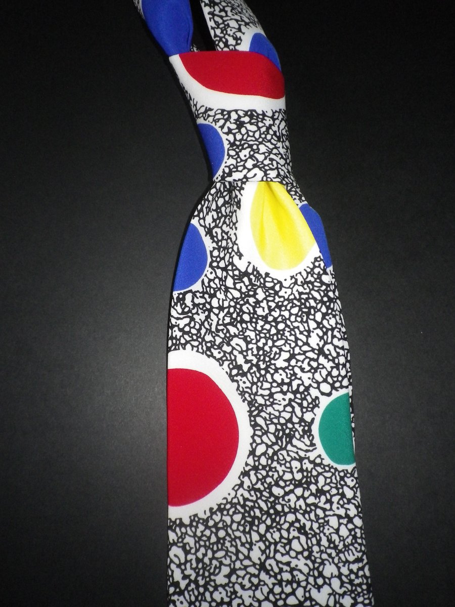 Coloured balloons on grey silk screen print luxury tie, 9.5cm, free shipping