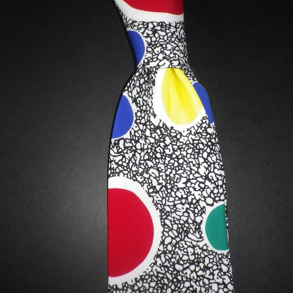 Coloured balloons on grey silk screen print luxury tie, 9.5cm, free shipping