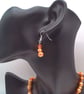 Peach Rectangle with Floral Pattern on an Orange and Peach Necklace & Earrings  - Image 6