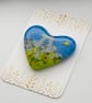 Standing Stones and Flowers Fused Glass Heart - Image 1