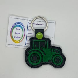Embroidered Tractor Key ring Green