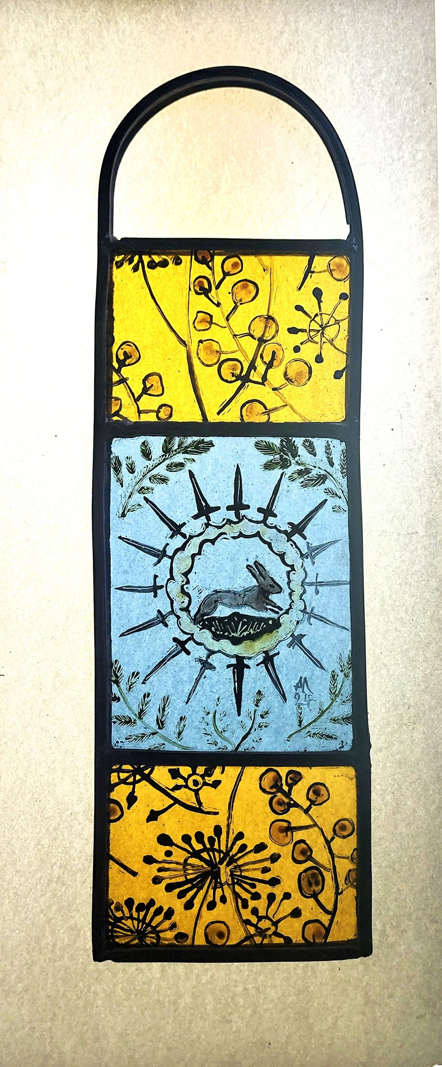 Contemporary Stained Glass Panel - Rabbit of Spring 