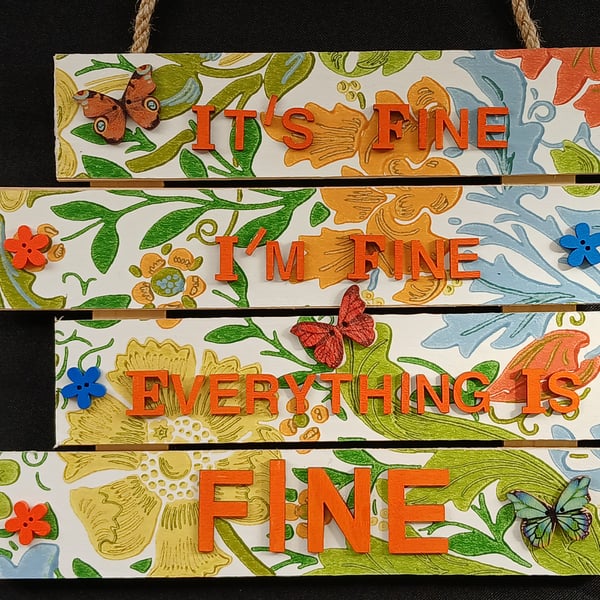 Hand decorated hanging wooden sign 