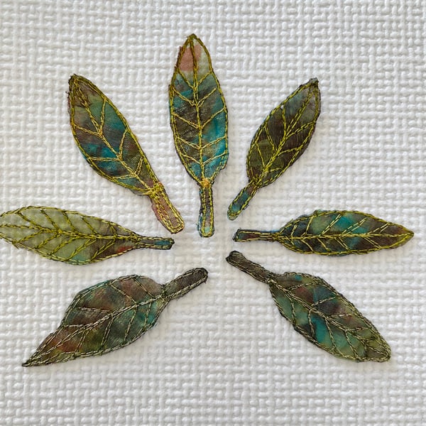 7 Free Motion Embroidery Leaf  Embellishments Card Making 