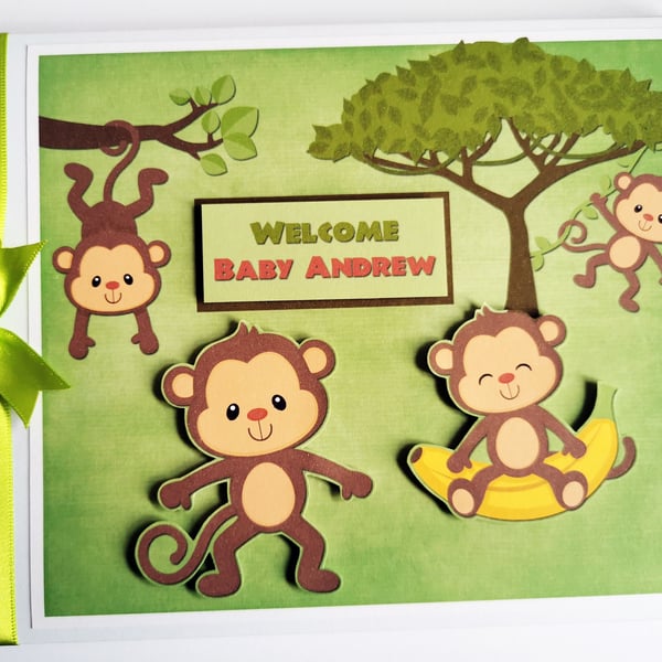 Monkeys birthday guest book, cheeky monkeys baby shower, gift