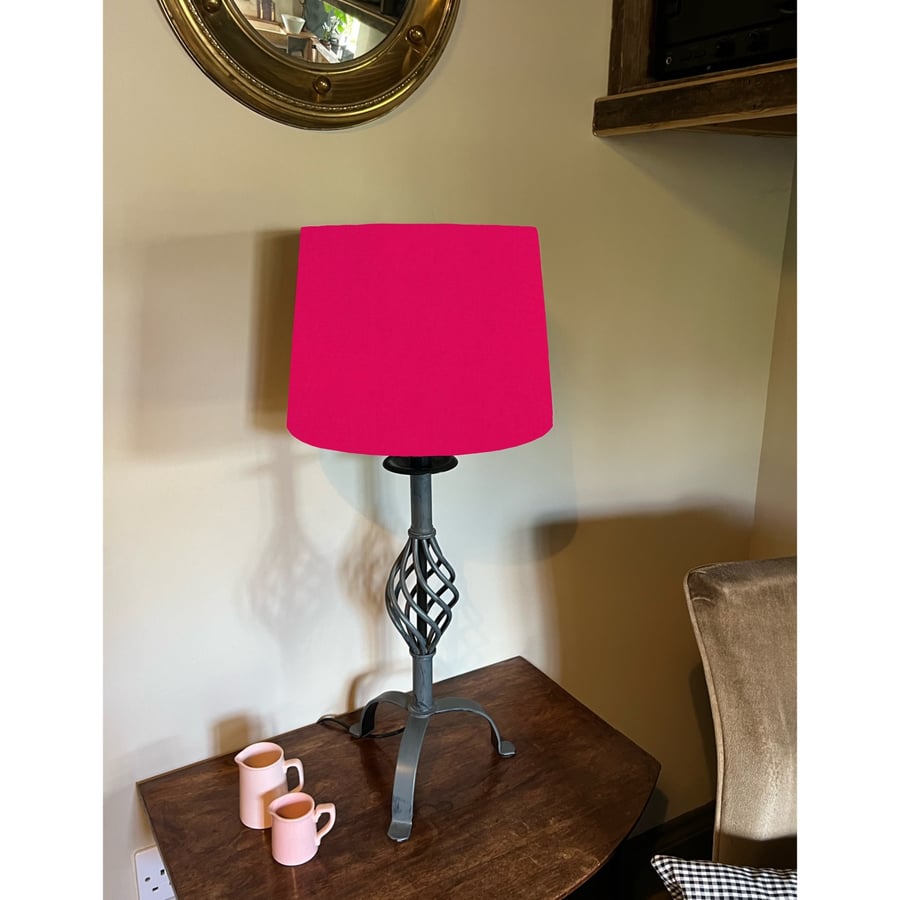 Cerise cotton french drum lampshade, empire lampshade, cerise pink cotton empire