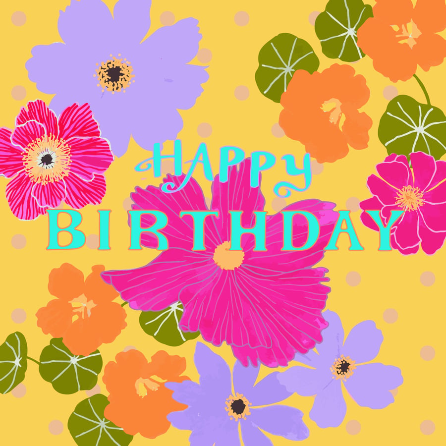 Floral Handmade Birthday Card 