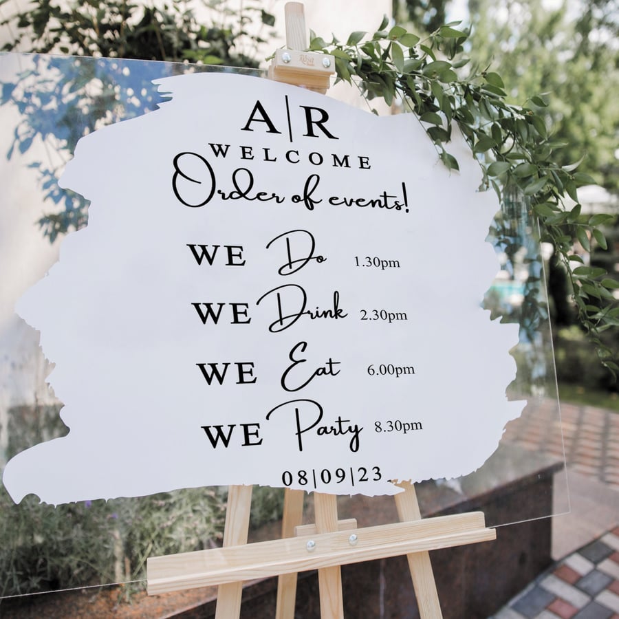 Order Of Events- Personalised Welcome Wedding Decor Sticker Decal for DIY Sign