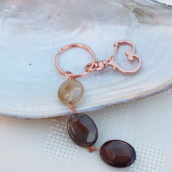 Agate Gemstone Keyring or Handbag Charm