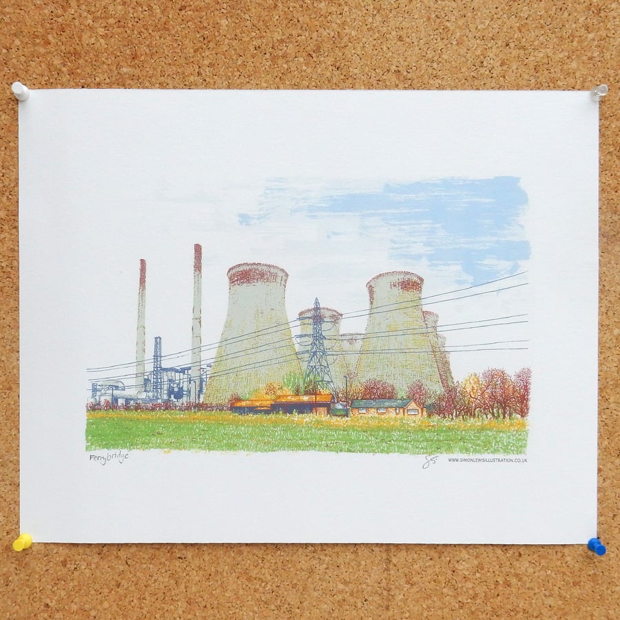 Ferrybridge Art Print - Yorkshire Poster