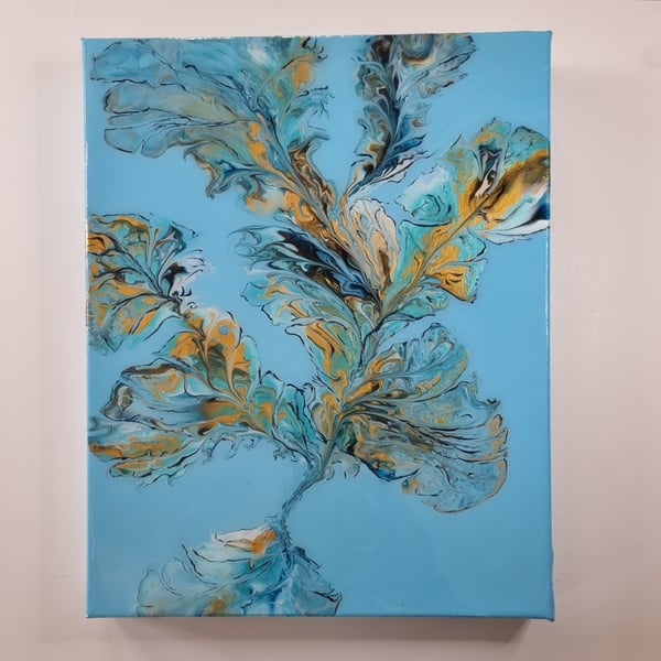 (15) Acrylic Art painting featuring vibrant Blue Blooms
