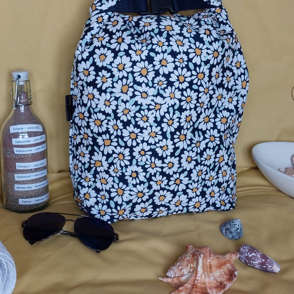 XL Daisy print  coated cotton drybag