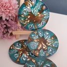 Midnight Bloom Resin Coasters Handcrafted Coasters