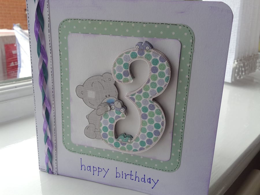 Cute Teddy bear third birthday card