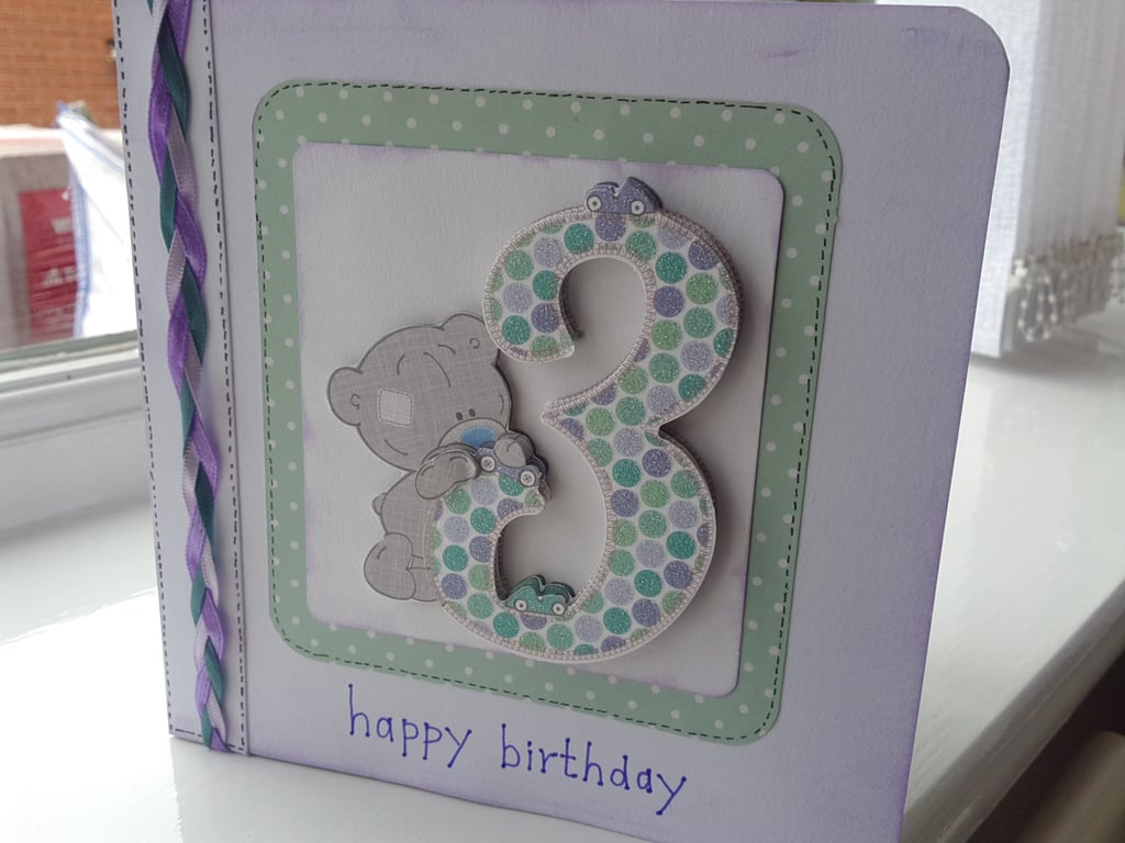 Cute Teddy bear third birthday card