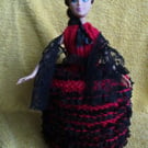 Hand Knitted Spanish Dancer Doll Spare Toilet Roll Cover