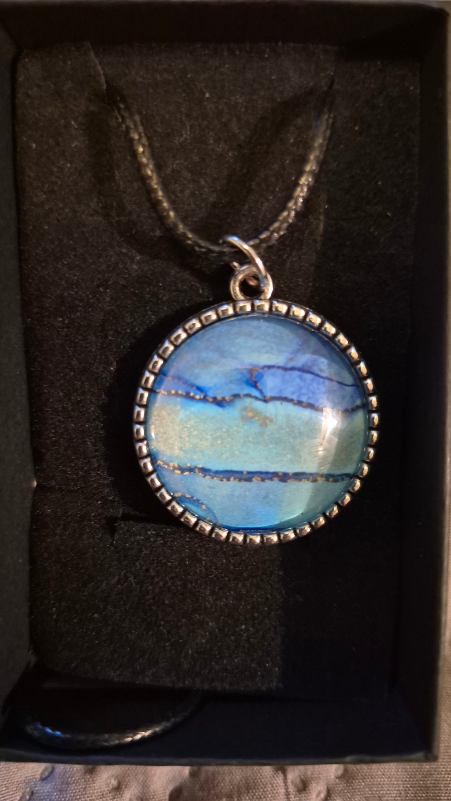 Blue alcohol ink pendant