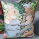 Rabbit Gardening Print Decorative Cushion