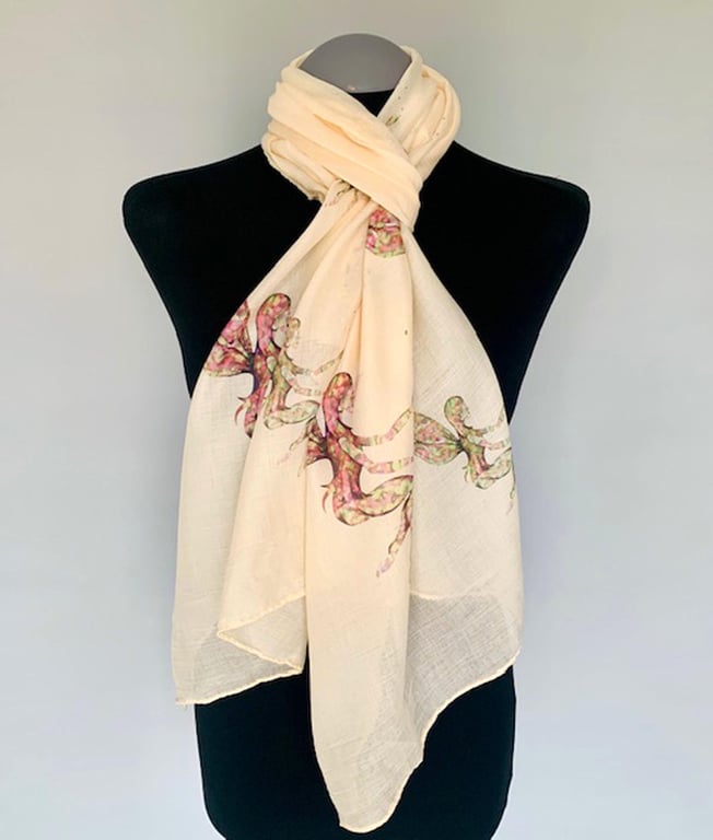 Fairies Scarf Magical Fashion Accessory. Beige. Lightweight