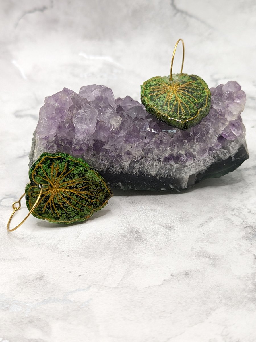 Monstera Earrings, Resin Earrings, Leaf Earrings, Botanical Jewellery