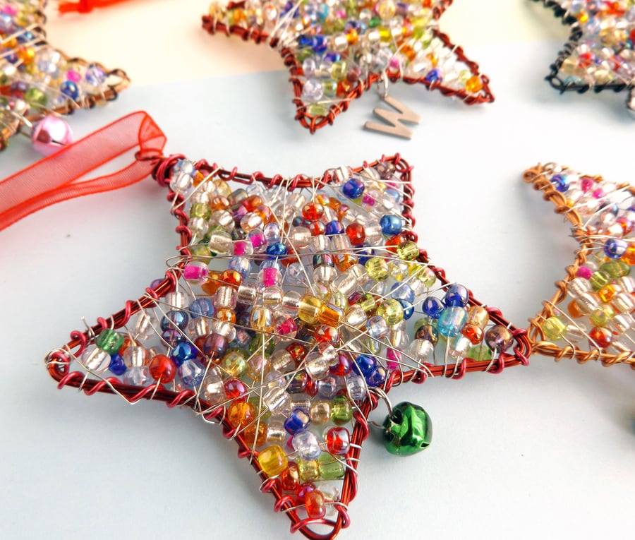 Customisable Beaded Christmas Star Decoration -