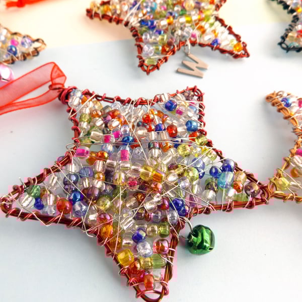 Customisable Beaded Christmas Star Decoration -