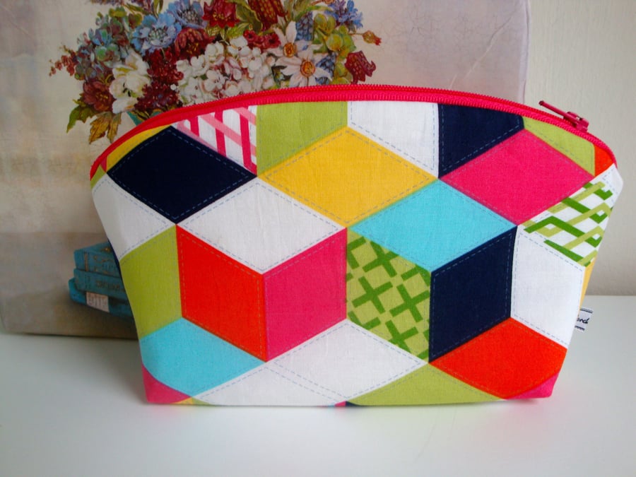 Cotton Make Up Bag - multipurpose pouch - geometric
