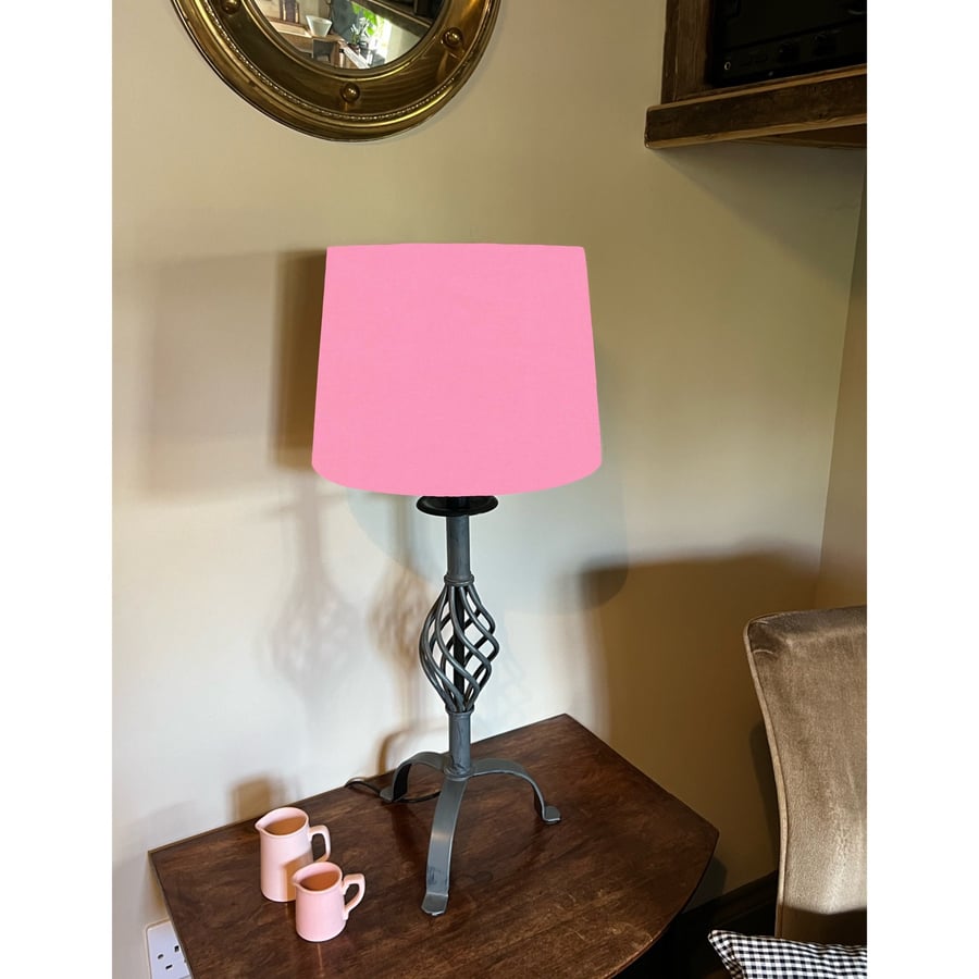 Light pink cotton french drum lampshade, empire lampshade, baby pink cotton 