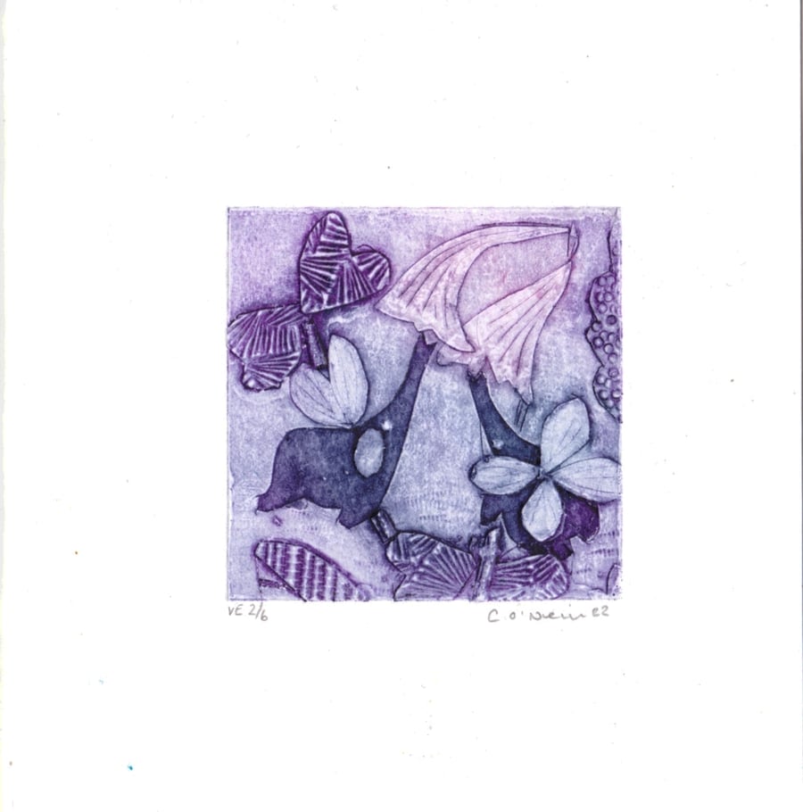 Mini Midnight Garden  2.6. Handmade collagraph 