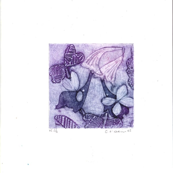 Mini Midnight Garden  2.6. Handmade collagraph 