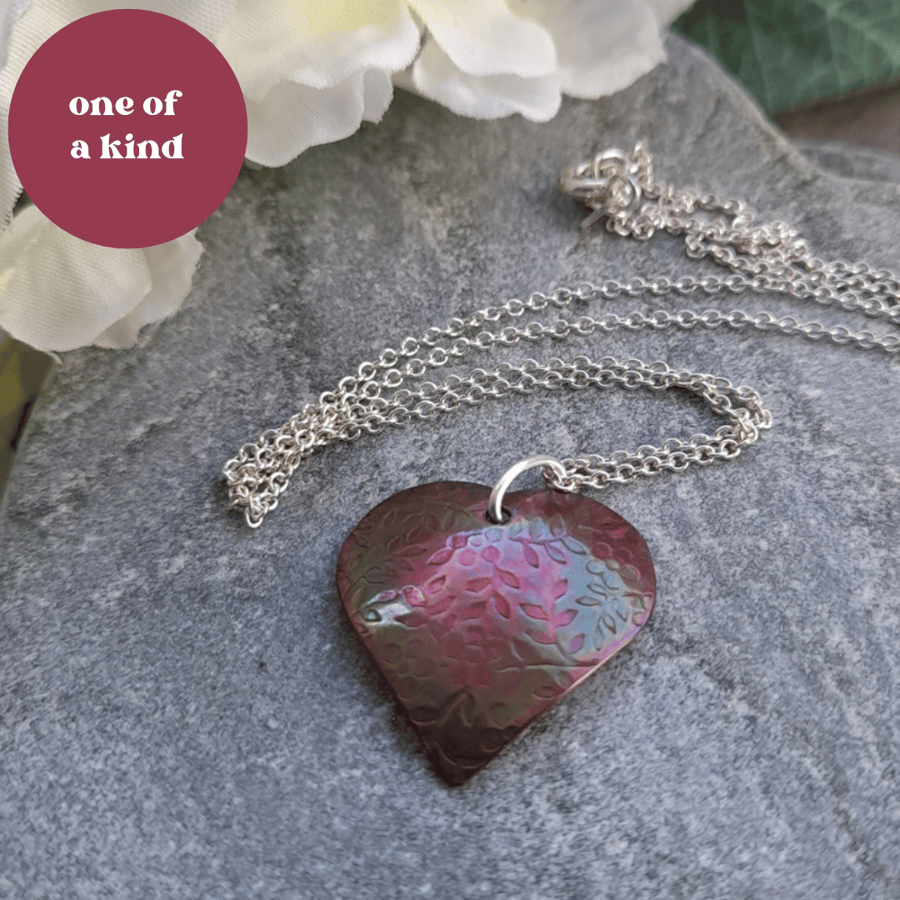 Domed Oxidised Copper Heart Pendant With Sterl Folksy