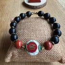 “OM Energy Chakra”,Onyx Bracelet 