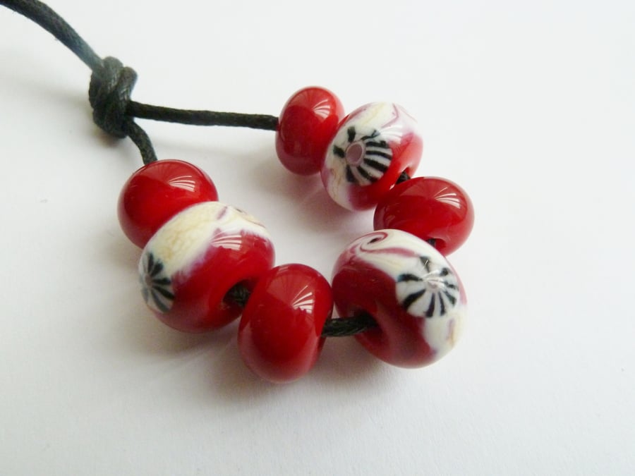 red seashore lampwork beads