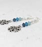 Snowflake earrings with blue Swarovski crystals, silver plated - Image 7