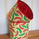 Fabric storage container: red and green chillies