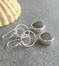 Amber seaglass drop earrings, Silver circle link dangles - Image 6