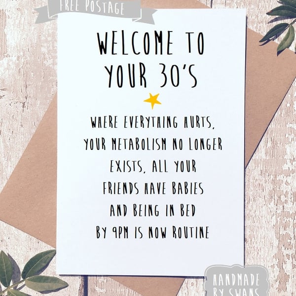 Funny birthday card, 30th birthday card, birthday card friend, Greeting Card, bi