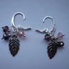 Leaf and Trio of Bead Earrings