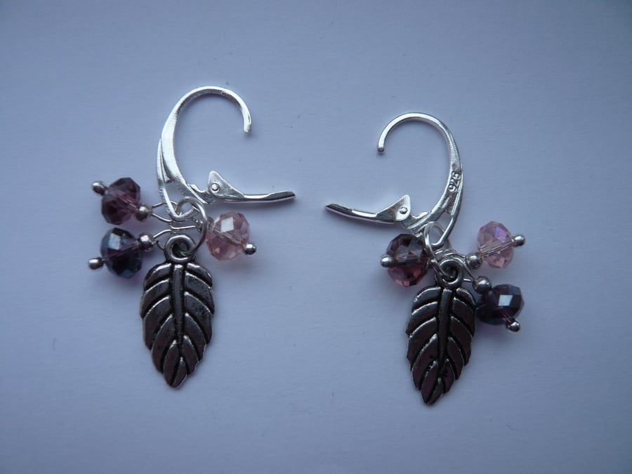 Leaf and Trio of Bead Earrings