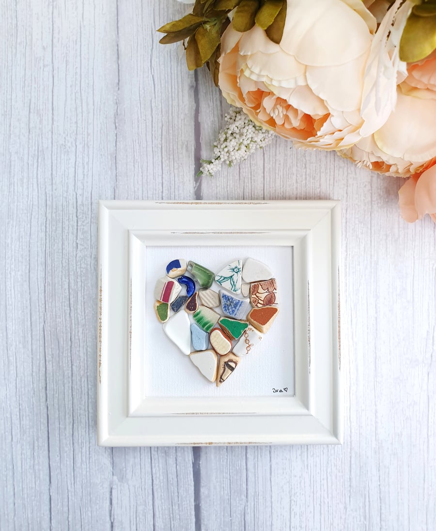 Colourful seapottery mosaic heart