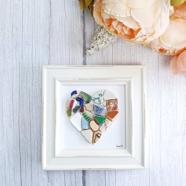 Colourful seapottery mosaic heart